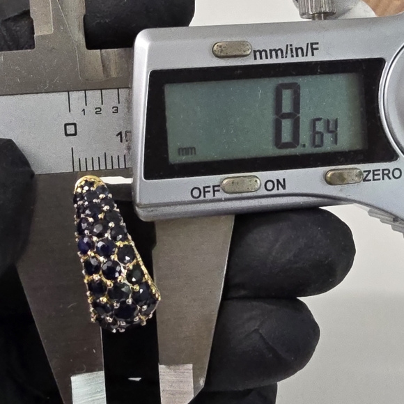 Watch Video / 14K Gold Sapphire Hoop Earrings - Picture 5 of 12